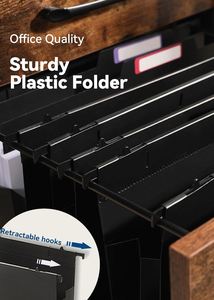 Plastic High Capacity Hanging <b>File</b> Folders Expanding Pocket with Movable Dividers Folder Organizer for Office A4 Letter Size - Product Image 3