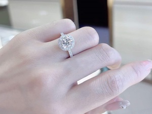 2 <strong>Carat</strong> GRA Certified Fancy Round Shape White Color Moissanite Diamond Halo Ring 18k Solid <strong>Gold</strong> Diamond Wedding Ring - Product Image 3