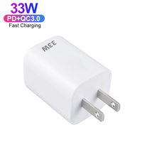 Cargador Rápido de 2 Puertos, Mini, PD33W QC3.0 Tipo C USB, Cargador de Pared Portátil con Enchufe US/EU para Teléfono Móvil