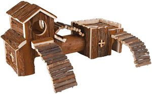 Ensemble de château d'écorce de hamster Matériau en bois massif Interaction de paysage de mastication et de dentition Comprend un tunnel, une échelle et un tuyau - Product Image 6