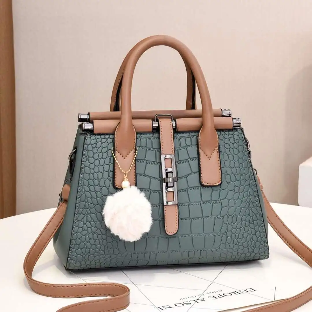 New Designer fashion pu leather green Crocodile pattern ladies handbags luxury women's shoulder crossbags 2022 special tote bag