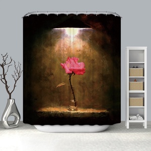 <span class=keywords><strong>Rideau</strong></span> de douche imprimé de pétales de Rose, revêtement en <span class=keywords><strong>tissu</strong></span> imperméable, pour salle de bains, <span class=keywords><strong>baignoire</strong></span> recouvert - Product Image 3