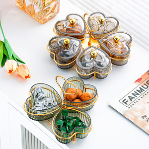 Plateau à fruits en forme de cœur avec couvercle, 4 à 7 compartiments, plateau de rangement pour table basse de salon, présentoir à collations - Product Image 1