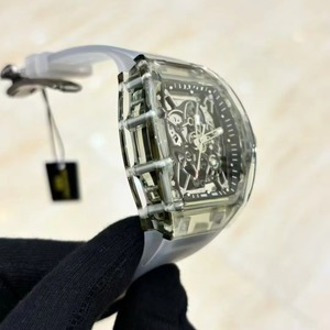 Custom-made Transparent Designer Top-notch Carbon Fiber <b>Skeleton</b> Tourbillon Unisex <b>Automatic</b> Mechanical <b>Watch</b> Rubber Pointer - Product Image 4