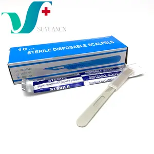 Bisturí quirúrgico de acero inoxidable esterilizado Dermaplaning 10R Blade con mango de ABS