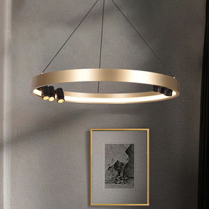 Trần Nhà hàng đèn chùm phòng ăn Đèn chùm <span class=keywords><strong>LED</strong></span> phòng ngủ đèn phòng khách Bắc Âu hiện đại Vòng Vòng Đèn vàng/đen - Product Image 1