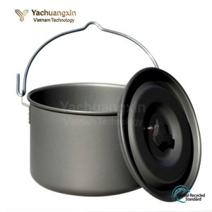 Outdoor Portable Aluminum <b>Camping</b> Pot With Lid 4-5L Brushed Finish Minimalist Design for <b>Gas</b> and Induction Cooker - Product Image 2