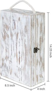 Junji hộp gỗ lưu trữ rượu vang đôi chai rượu vang Hộp Quà Tặng Đầu xử lý bản lề Nắp tàu sân bay với dây thừng xử lý - Product Image 5