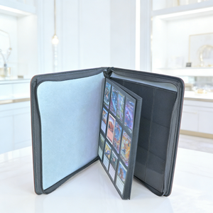 Classeur de cartes à collectionner à 12 pochettes en cuir PU avec fermeture éclair, album de rangement étanche pour cartes de jeu, pages transparentes - Product Image 1