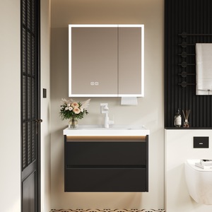 El nuevo gabinete de baño con espejo inteligente de estilo minimalista negro 2026, con potente función de almacenamiento e iluminación. - Product Image 2