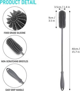 15.7" 40cm Gray Silicone Bottle <b>Brush</b> <b>for</b> <b>Cleaning</b> Stanley Hydroflasks Glass Thermoses Sports Bottles Vase Glassware Narrow - Product Image 2