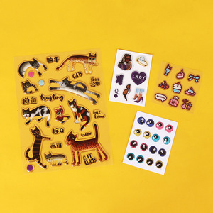 Autocollant en résine époxy cristalline imperméable, autocollant rétro de chats de dessin animé, autocollant gonflé personnalisé, autocollant transparent en résine bombée 3D en relief - Product Image 5