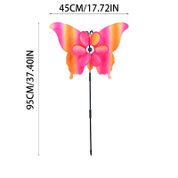 37 Inch Grote 3D Vlinder Windmolen Dubbellaagse Bloemblaadjes Windmolen Verloop Roze Tuinpaal voor Patio Tuin Gazon Decoratie