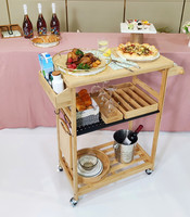 Chariot de cuisine en bambou de GOURMAID, chariot roulant utilitaire de service