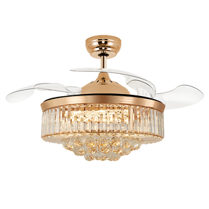 <span class=keywords><strong>Prix</strong></span> de gros 110-240V Ventilateur de plafond décoratif de luxe moderne avec lames cachées Lampes en cristal - Product Image 2