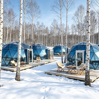 Tente Dôme en Verre Ciel Étoilé, Maison Igloo Géodésique de Luxe, Hébergement Confortable pour Glamping en Résidence Naturelle