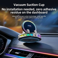 Chargeur de voiture sans fil 15W |   Système de serrage automatique à capteur électrique |   Lumière ambiante RVB 7 couleurs |   CK19 360 °   Support de tableau de bord rotatif
