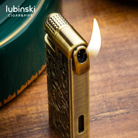 Briquet à gaz BIGBEN Classique de Luxe en Alliage, Motif Vintage, Multifonctionnel, avec Grattoir, Flamme Oblique Réglable, Portable