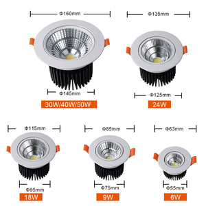 OKELI Usine prix de gros 3w 6w 9w 18w 24w 30w 40w 50w COB Encastré downlight mené Réglable - Product Image 2