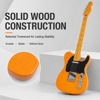Guitare électrique 6 cordes en bois massif brillant en gros avec logo personnalisé pour débutants