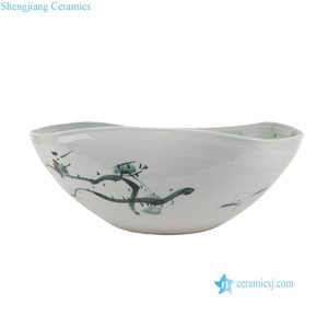 RZTZ12-L Maceta con Borde Irregular Pintada a Mano Estilo Tinta de Suminera, Pecera Artística con <span class=keywords><strong>Pintura</strong></span> Subesmalte - Product Image 4