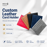 Dompet Kartu RFID Kulit PU Tipis Anti Pembajakan dengan Potongan untuk Jari Ibu Jari, Akses Cepat, Organizer Pembayaran