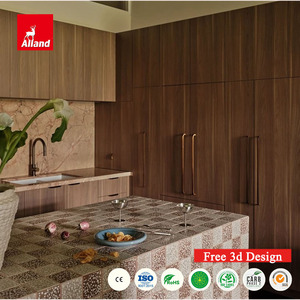 Armoires de cuisine hautes à 3 portes Alland Rustic en placage de <span class=keywords><strong>bambou</strong></span> véritable, meuble de rangement pour rénovation de garde-manger, idées de design pour hôtels - Product Image 1