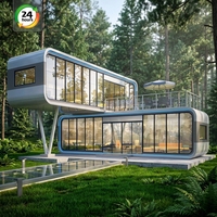 Capsule spatiale moderne de luxe 2025, capsule spatiale préfabriquée modulaire, mini-maison, maison mobile, hôtel et villa en forme de capsule spatiale