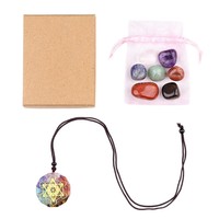 Vente en gros de pendentifs en orgonite 7 chakras, cube de Metatron, coffret cadeau, pierres naturelles polies, coffret de bijoux en cristal de guérison Reiki
