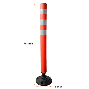 เสาจราจรพลาสติกแบบยืดหยุ่น ป้ายจอดรถ เสา PE แบบยืดหยุ่นพร้อม PVC สีดำ - Product Image 5