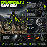 Moto tout-terrain électrique 8000W de puissance de pointe, 72V 36Ah, vitesse maximale de 85 km/h, suspension hydraulique, pneus tout-terrain pour les pilotes adultes
