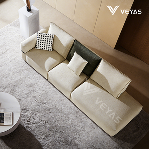 Sofá Seccional Cuadrado de Lino y Algodón con Funda Extraíble y Lavable, Transpirable, Equilibrado, Moderno, MOQ Bajo de 1 Pieza para Sala de Estar - Product Image 1