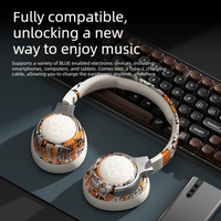 Nouveaux écouteurs sans fil supra-auriculaires camouflage graffiti V5.4 avec éclairage RGB, suppression du bruit ENC, faible latence SYT12 pour le sport