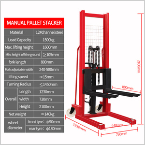 JIchuan <b>Manual</b> Hydraulic Pallet Truck <b>Forklift</b>/Trolley Jack 135/175kg Capacity 230-580mm Height 180x50mm X 80x60mm Dimensions Co - Product Image 2