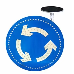 <span class=keywords><strong>Panneau</strong></span> de signalisation routière <span class=keywords><strong>rond</strong></span> à LED clignotant à énergie solaire, en aluminium réfléchissant, pour la sécurité routière - Product Image 2