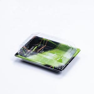 03 15% de réduction sur le set de plateaux à <span class=keywords><strong>sushi</strong></span> jetables japonais en plastique PP noir pour restaurant, vaisselle de fête, plat rectangulaire avec couvercle - Product Image 4