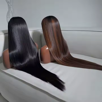 Wig rambut lurus Vietnam mentah murah wig depan renda Hd kualitas tinggi rambut manusia tanpa lem wig Frontal untuk WANITA HITAM