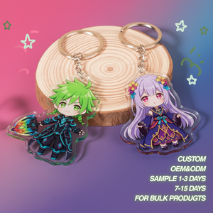 Custom Cute Promotional Llaveros Glitter logo Cartoon Anime Photo Laser-cut Acrylic Charm Supplier Custom Acrylic Keychain