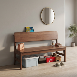 Banc de rangement en bois moderne avec dossier solide pour salon, meubles de maison, design scandinave - Product Image 4