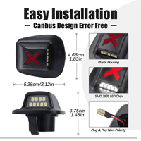 Feux de plaque d'immatriculation LED de style X à lentille rouge pour Dodge Dakota 1997-2011 Mitsubishi Raider, double rouge et blanc, 55055292, lot de 2 pièces