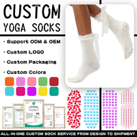 Chaussettes de sport respirantes pour femmes, tricotées à cinq doigts, antidérapantes, avec dentelle, pour yoga, pilates et athlètes, collection automne