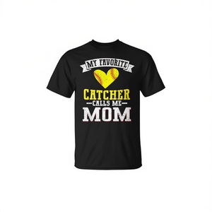 T-shirt de softball à col rond et manches courtes pour femme adulte, avec inscription « My Favorite Catcher Calls Me Mom », pour le sport et les jeux - Product Image 2