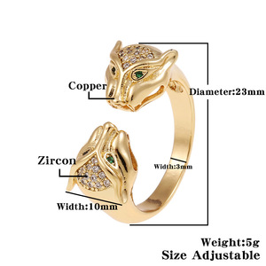 Hiphop anneau ouvert léopard réglable plaqué or 18k arabie saoudite moyen-orient - Product Image 6