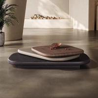Table basse ovale rotative de style villa minimaliste italienne, plateau en bois massif, structure en bois, design galet flottant, pour usage domestique, petite et grande taille