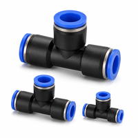 Raccord pneumatique en T égal série PE, à connexion rapide pour tuyau d'air, de 4 mm à 16 mm, connecteur à trois voies