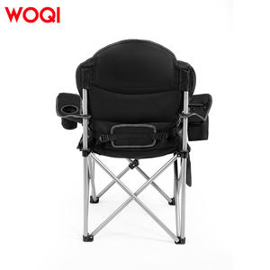 เก้าอี้พับ Woqi อลูมิเนียมอัลลอยด์แบบพกพาสำหรับตกปลาพร้อมที่วางแขนและที่วางแก้ว สีดำ 56x56x108 ซม. - Product Image 2