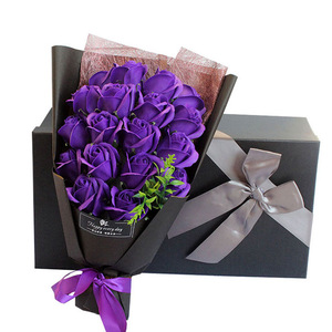 Día de San Valentín Multicolor hermosa <span class=keywords><strong>rosa</strong></span> jabón de flores artificiales ramo con caja de regalo de lujo - Product Image 5