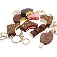 Mini porte-clés réaliste en forme de chocolat, pendentif DIY crème glacée, gâteau, tarte, porte-clés 3D en PVC pour femmes, accessoires d'ornement pour sac à dos