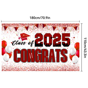 2025 Graduation Season Banner <strong>CONGRATS</strong> GRAD for Amazon School Party Photo Background Cloth Home <strong>Decor</strong> Wholesale - Product Image 1