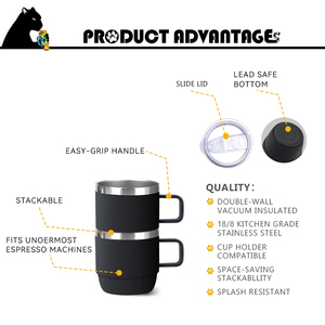 Taza de Té Pequeña con Recubrimiento Electrolítico de 4oz 6oz 10oz, Taza de Café Personalizable, Taza Aislada al Vacío Reutilizable de Acero Inoxidable Negro Mate - Product Image 2